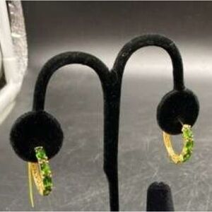 Green Chrome Diopside 18k Gold over Silver Hoop Earrings - New in Box